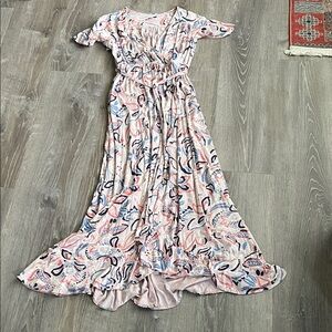 Ingrid & Isabel Pink and Blue Patterned Maxi Dress Maternity Wrap Dress